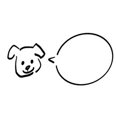 Hand drawn pencil style dog speech bubble illustration