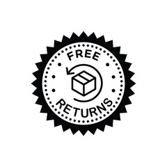 Premium black label vector badge with free returns message