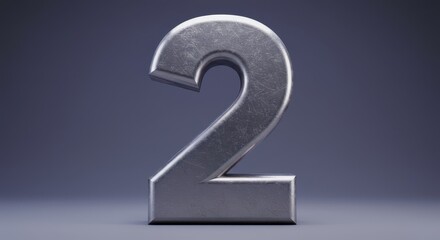 Number Two: A simple, yet compelling metallic number 2 stands out against a clean background, showcasing the raw essence of numerical value and its graphic appeal.
