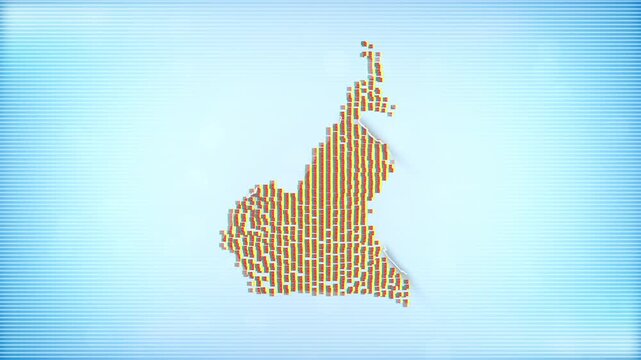Cameroon Flags zooming in and Forming the country border map intro which is useful for news, political events, sports intros and presentation.
