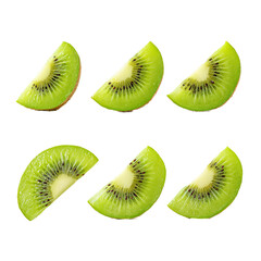 Fototapeta premium Kiwi Slices: Delightful slices of fresh kiwi fruit, showcasing its vibrant green flesh and intricate seed patterns in a visual feast of culinary delight.