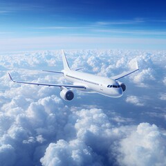 Obraz premium Airplane Soaring Above Clouds Stunning Aerial View, Perfect for Travel Aviation