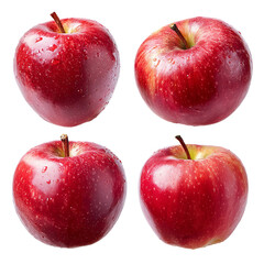 Red Apple Collection: A vibrant display of four fresh, perfectly ripe red apples, each showcasing their natural form, color, and appealing textures, ready to entice and nourish.