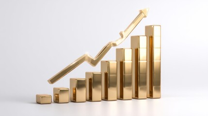 Gold bar chart rising trend illustration