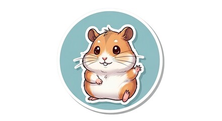 A cartoon hamster sticker with a light blue background