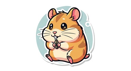 A cute hamster is shown holding a seed in its paws with brown and light orange fur
