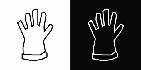 Cutout Glove Icons in Black and White Line Art