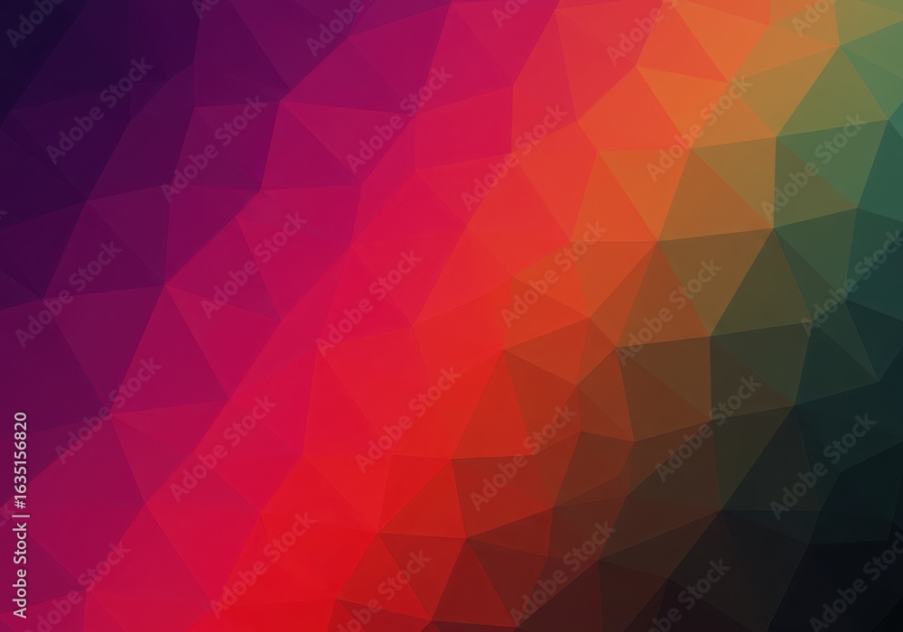 Poster photo of vibrant abstract geometric low poly background with a colorful gradient transitioning from 