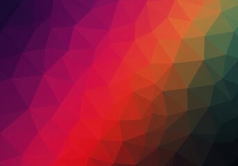 Fototapeta premium Photo of vibrant abstract geometric low poly background with a colorful gradient transitioning from purple to orange and green