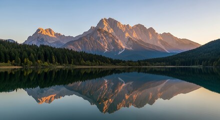 Fototapeta premium Majestic Mountain Reflection in Calm Lake at Sunrise