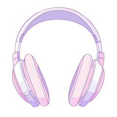 The illustration features a hand drawn cute cartoon depiction of headphones, presented as a flat modern headset sticker in a simple colored doodle style, ideal for use as a music device icon or