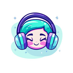 A modern illustration of headphones is presented as a simple icon, ideal for use in logos and themed designs