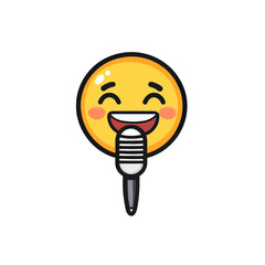 A modern singing emoji icon and illustration, simple in design, is ideal for use in logos, icons, and themed design projects