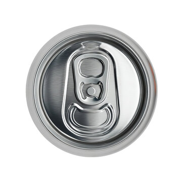 Soda Can Top View: Overhead shot of a closed beverage can, reflecting the sleek design and smooth surface of modern product packaging.