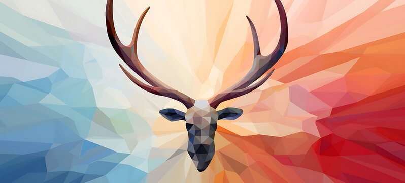 illustration of bull horns with mosaic various colors, ai generative