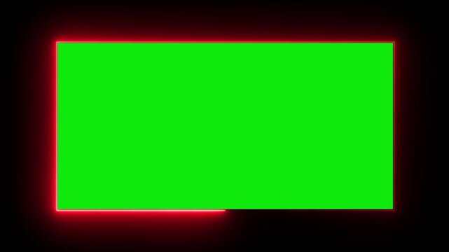 Looping animation of a glowing neon rectangle frame with electric flickering effects. Glowing Neon Rectangle Frame Animation. Perfect for video overlays, tech intros, modern UI designs,