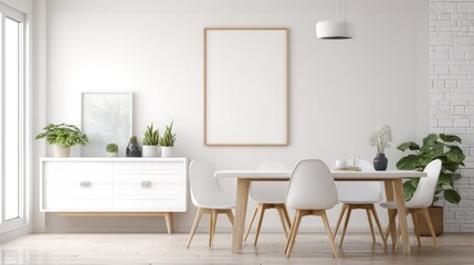 Fototapeta premium Modern minimalist dining area mockup