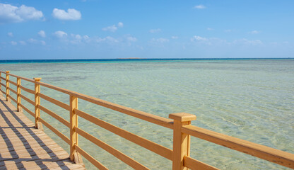 Obraz premium views of sunny sahl hasheesh with sea and shore for banner background