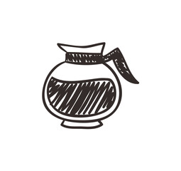 A simple, hand-drawn illustration of a coffee pot filled with liquid.