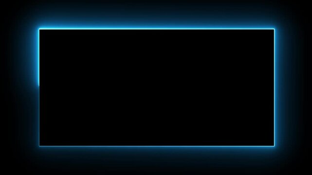 Looping animation of a glowing neon rectangle frame with electric flickering effects. Glowing Neon Rectangle Frame Animation. Perfect for video overlays, tech intros, modern UI designs,