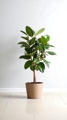 Fototapeta premium Fiddle leaf fig plant in a pot