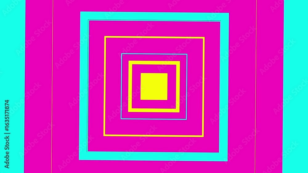 Poster an animated background of a blue square frame with a cyan interior. the frame expands and contracts 