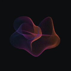 Abstract waveform design in vibrant colors against a solid black background, creating a striking visual contrast.