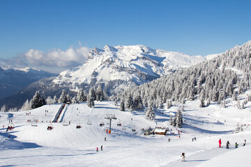 Ski slopes in the ski area des Houches Chamonix Mont-Blanc Haute-Savoie France © Moebs Stéphane