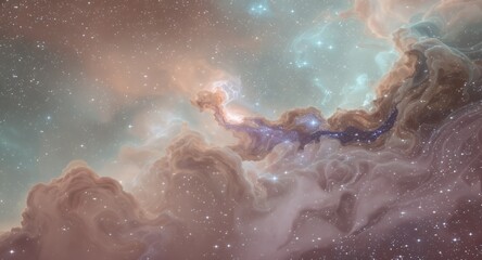 Fototapeta premium Celestial Nebula Dreamlike Cosmic Cloudscape, Starry Sky Background