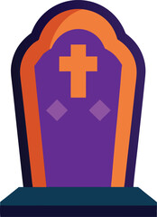 Obraz premium A purple tombstone featuring a cross, set against a neutral background.