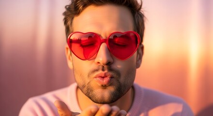 man with heart sunglasses