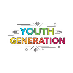 Colorful Typography Design with Youth Generation Theme and Geometric Elements
