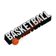 Dynamic Basketball Action with Ball in Motion and Bold Typography Representation