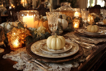 Fototapeta premium thanksgiving table setting