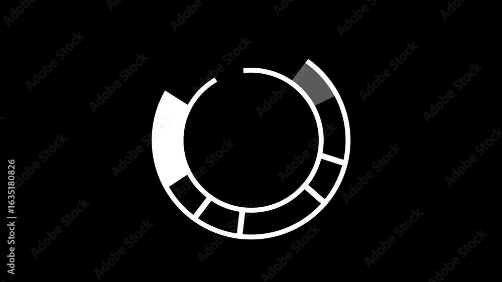 Poster a white loading circle animation spins on a black background