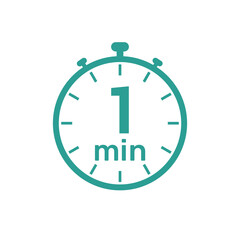 1 minute Timer, clock, icon vector stopwatch isolated icons.