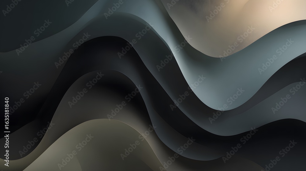 Poster abstract layers of shadowy blues and grays. the swirling shapes create a calming effect, evoking a s