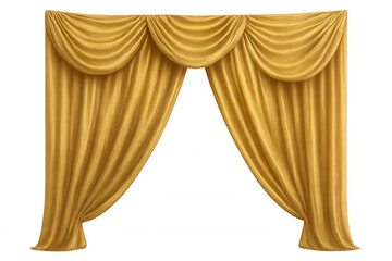 Flowing gold drapes with a transparent background create a luxurious and theatrical atmosphere, enhancing any stage or interior design