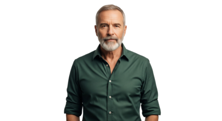 Senior man with gray beard, transparent background