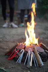 Traditional Guatemalan Mayan ceremony with incense, candles and tabaco 