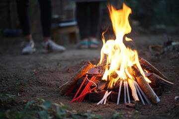 Traditional Guatemalan Mayan ceremony with incense, candles and tabaco 