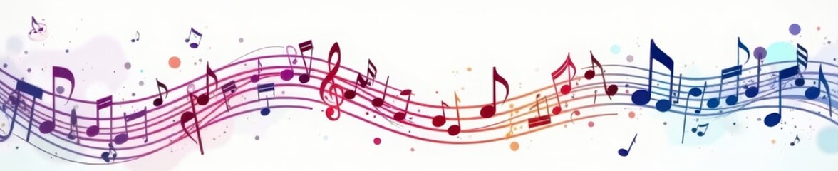 Flowing musical notes creating a graceful melody against a pure white backdrop , symbol, staff