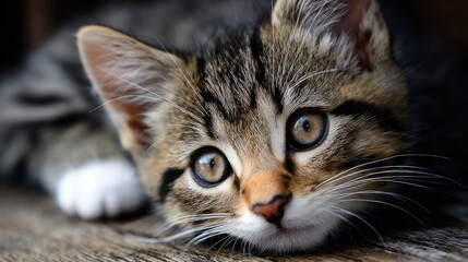 Close up of tabby kitten