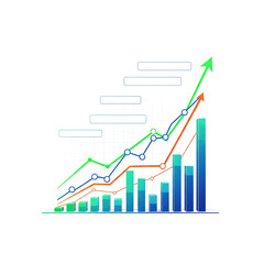 Dynamic business growth chart showcasing upward trends with vibrant line graphs and bar indicators, perfect for financial success and market analysis presentations.