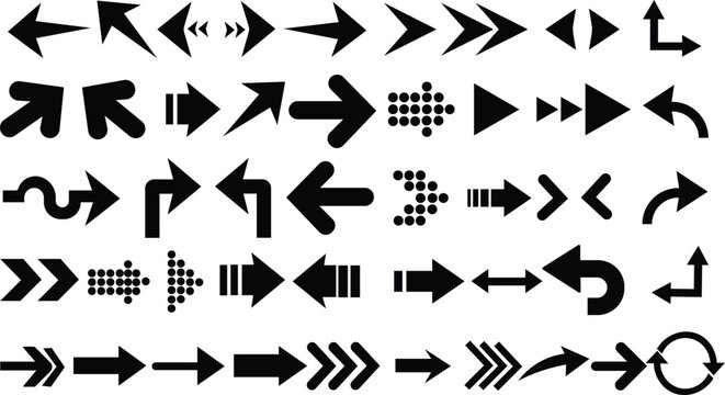 arow set icon vector for web design, arrow icons Illustration vector graphic.Arow icon image silhouette vector line art coloring page.Arrows Icon Set. Traffic Arrow Sign Collection Vector Design.
