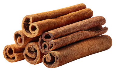 Brown cinnamon sticks present warm spice with rough textures for culinary backgrounds, packaging designs, and aromatherapy projects.