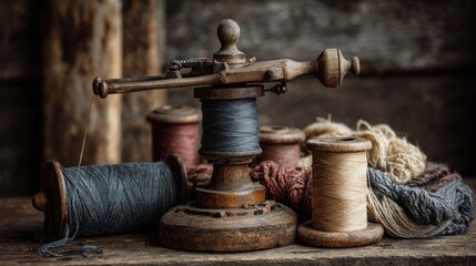 Vintage thread winder and spools