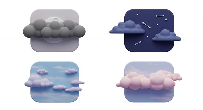 Abstract cloud weather icons set