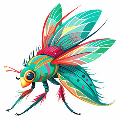 Obraz premium Vibrant and colorful fantasy insect with intricate wings and striped body