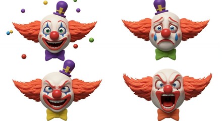 Naklejka premium Clown faces various emotions